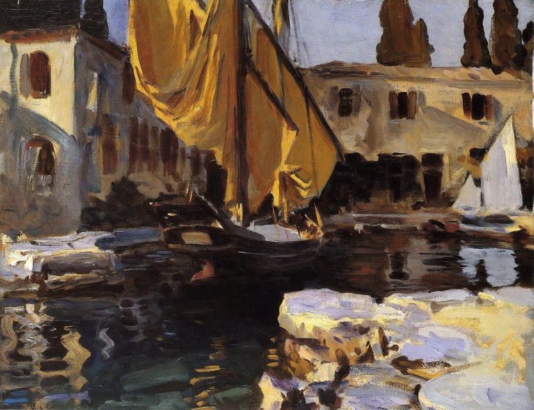 Bateau à voile dorée, San Vigilio, John Singer Sargent (1913)