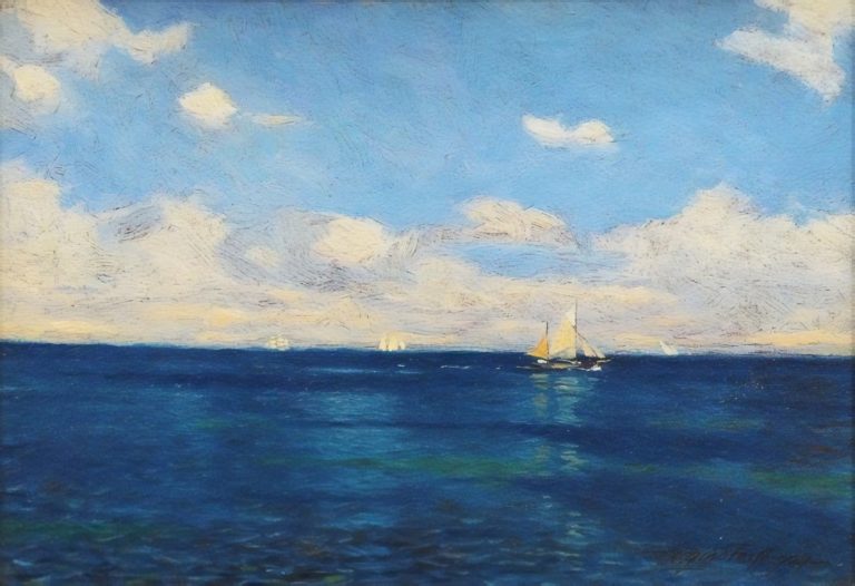 Bateau sur mer calme, Victor Qvistorff (1929)