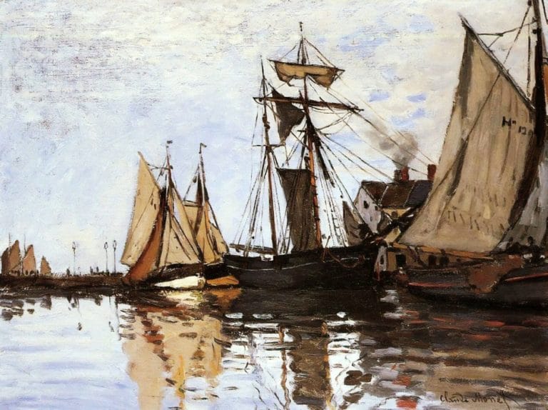 Bateaux dans le port de Honfleur, Claude Monet (1866)