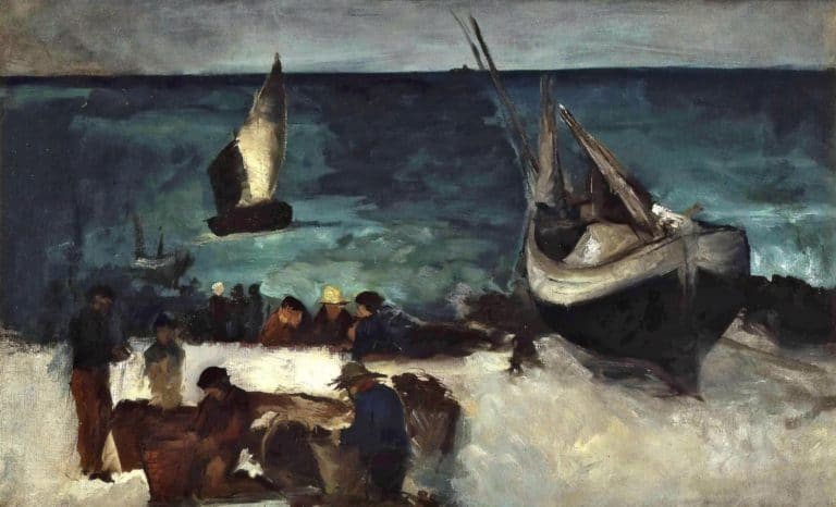 Bateaux de pêche et pêcheurs, Berck, Édouard Manet (1873)