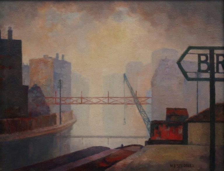 Scène de canal, Brymay Wharf, Walter Stegglers (1927)