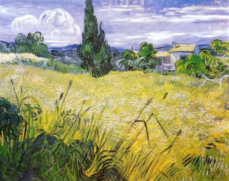 Champ de blés verts avec cyprès, Vincent van Gogh (1889)