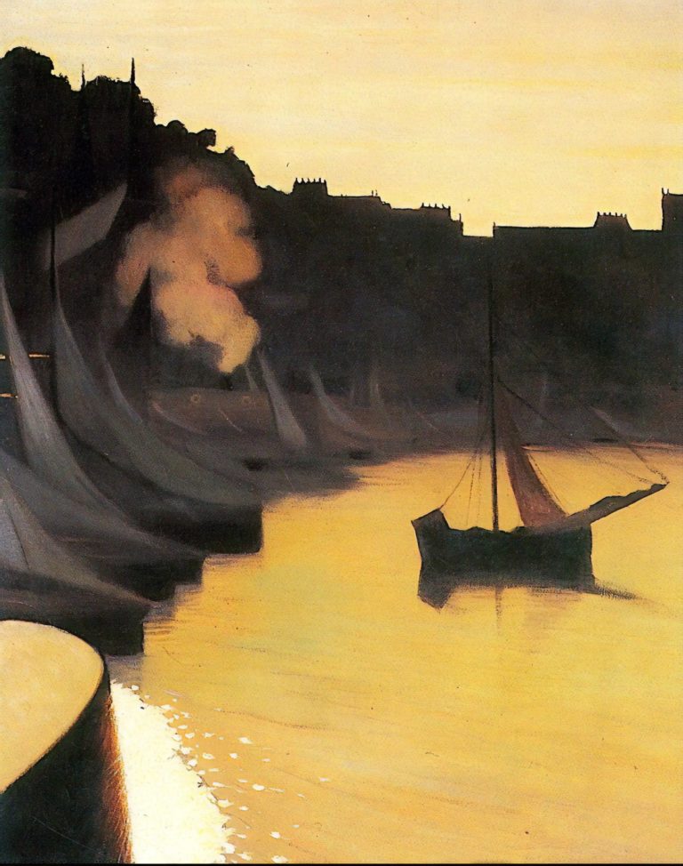 Coin de port le soir à Honfleur, Félix Vallotton (1914)