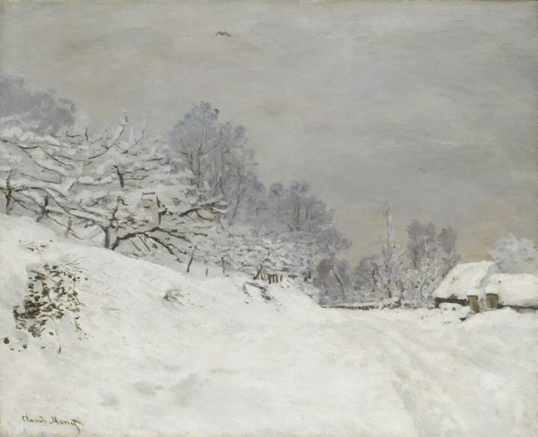 Environs de Honfleur, neige, Claude Monet (1867)