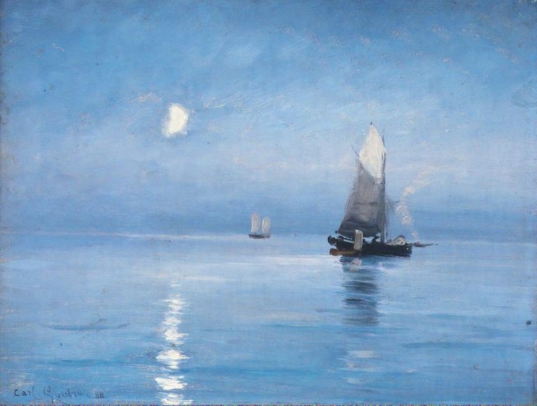 Cotres de pêche par une nuit de lune, Carl Locher (1888)