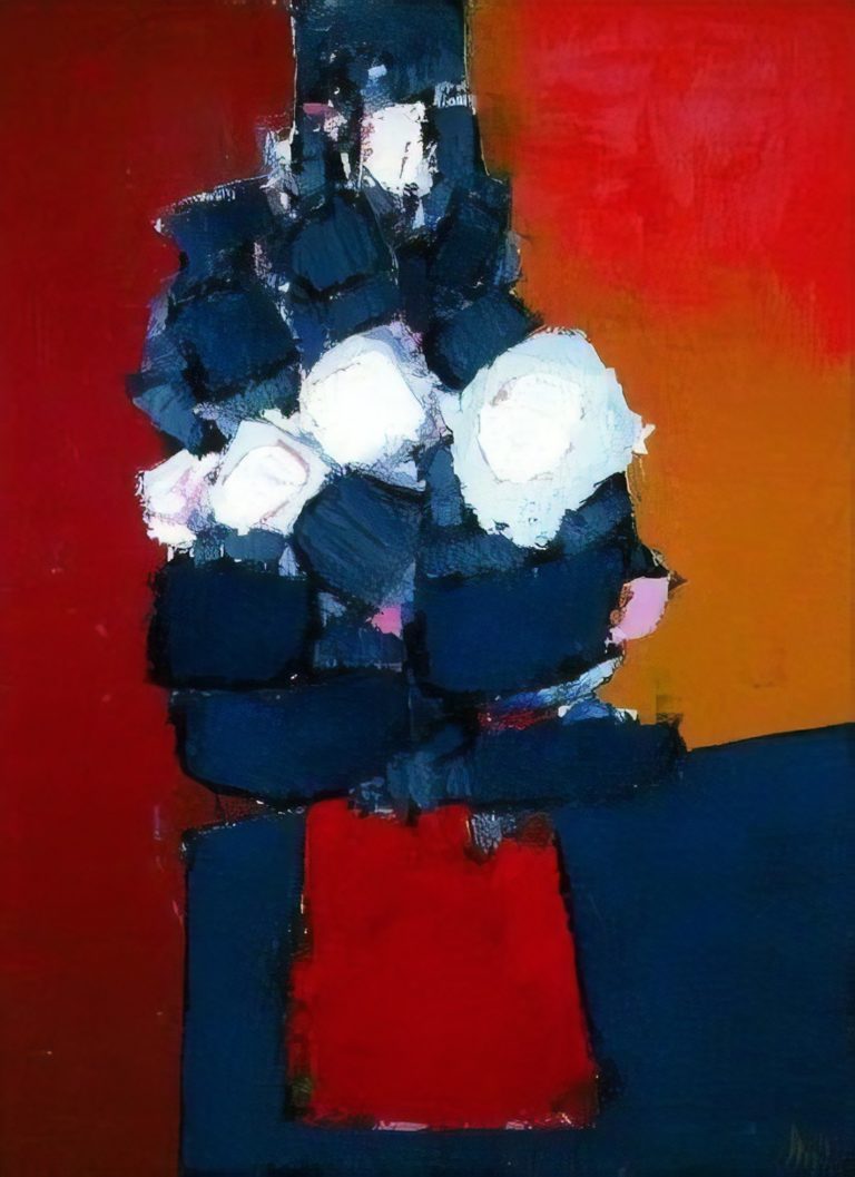 Fleurs dans un vase rouge, Nicolas de Staël (1952)
