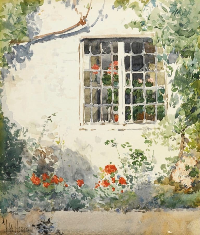 Fleurs contre un mur, Childe Hassam (1890)