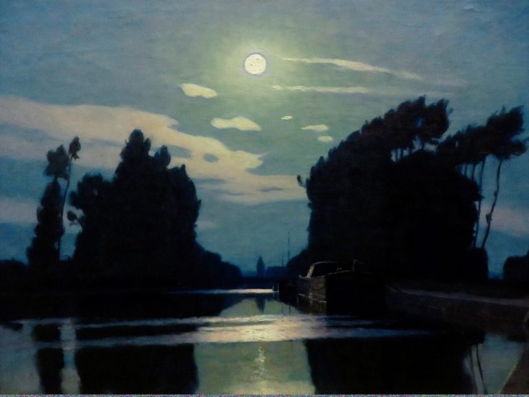 Lever de lune sur un canal, Charles Guilloux (1901)