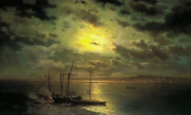 Nuit de lune sur la rivière, Lev Lvovitch Kamenev (1870)