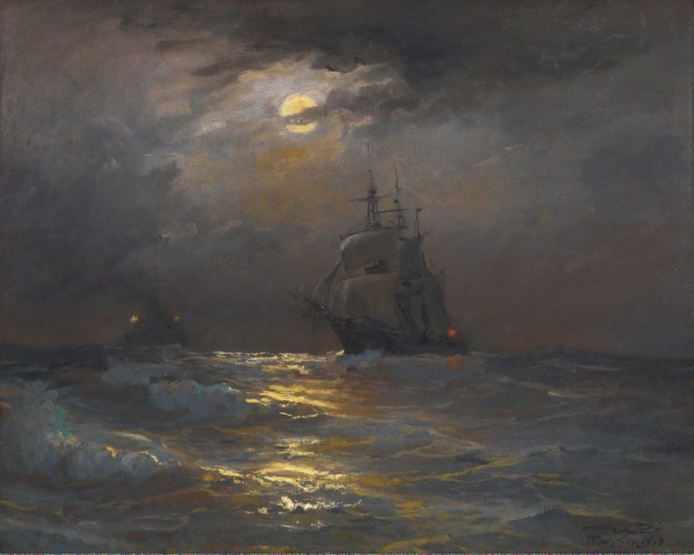 En haute mer au clair de lune, Tahsin Siret Bey (1919)
