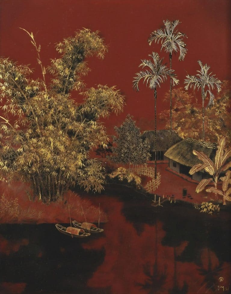 Paysage avec village près d'une rivière, Tran Phuc Duyen (1951)