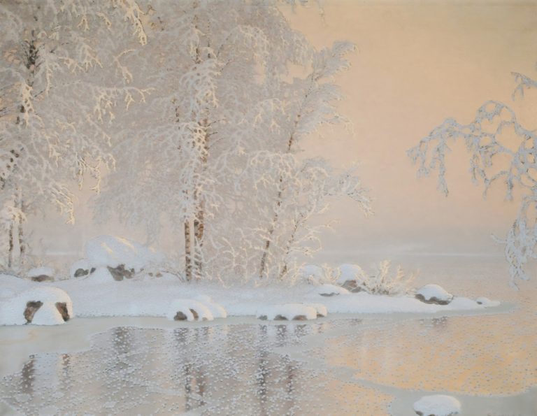 Paysage d'hiver avec la gelée, Gustaf Fjæstad (1909)