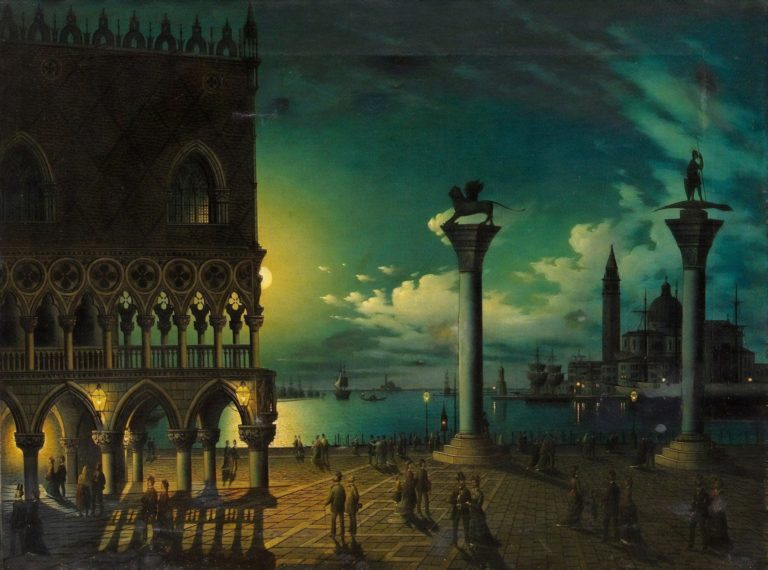 Place Saint-Marc un soir de pleine lune, Leone Colle (1878)