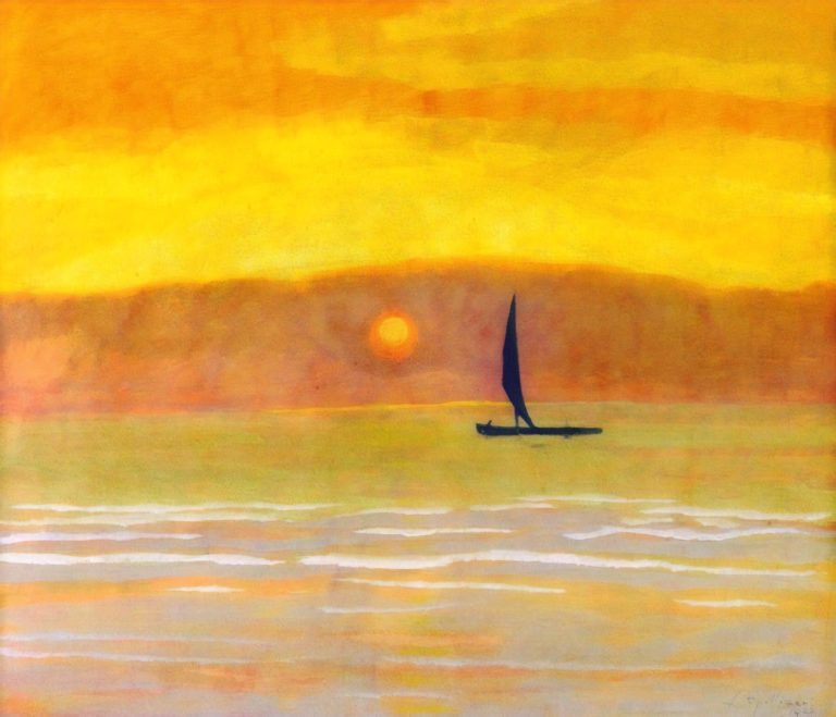 Voilier au coucher du soleil, Léon Spilliaert (1922)