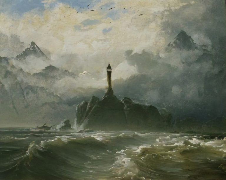 Marine et phare, Peder Balke (1848)