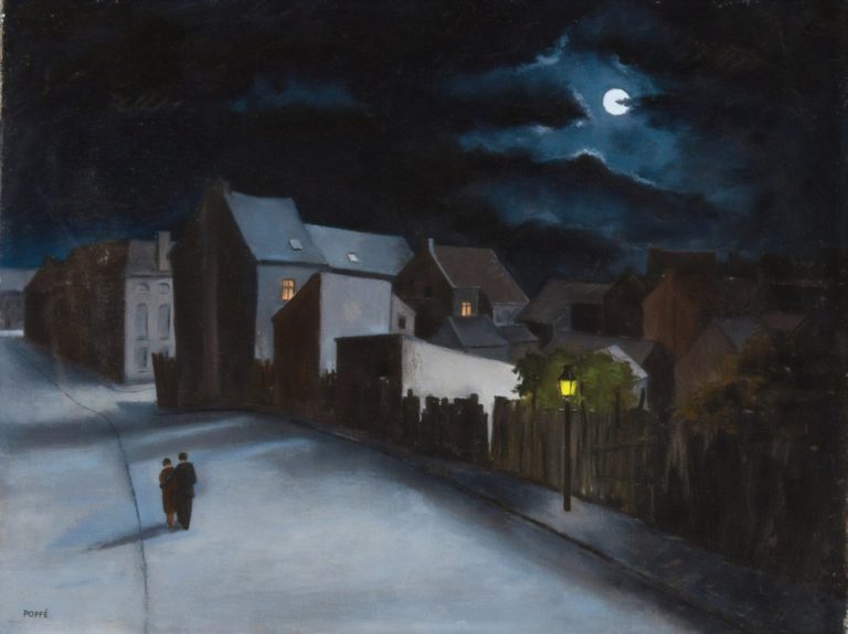 Couple dans la rue au clair de lune, André Poffe (1979)