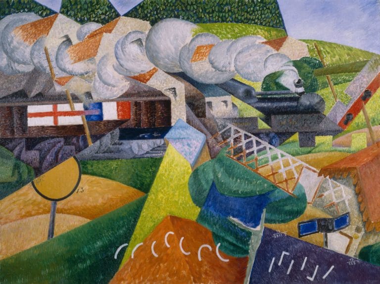 Train de la Croix-Rouge traversant un village, Gino Severini (1906)