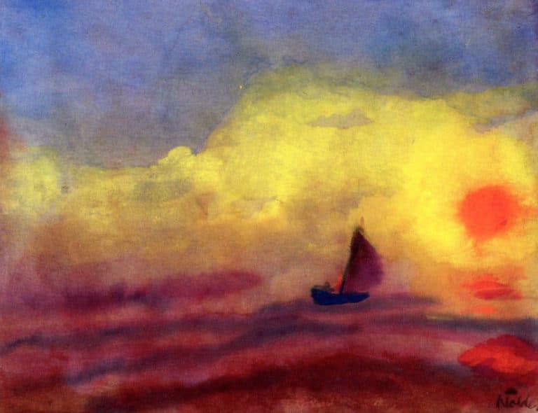 Marins et coucher de soleil, Emil Nolde (1946)