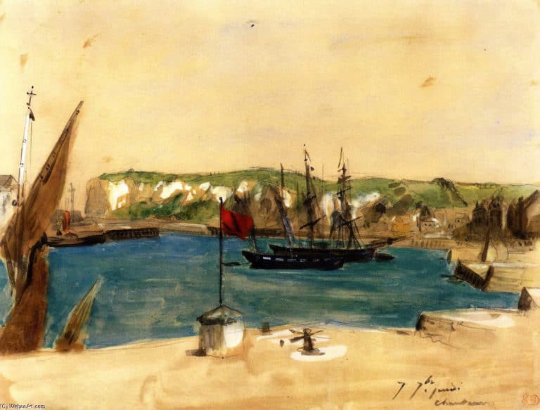Vue du port de Dieppe, Eugène Delacroix (1851)
