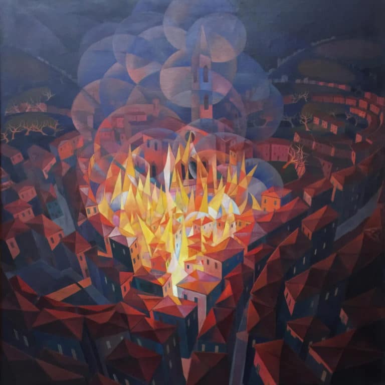 Incendie de la ville, Gerardo Dottori (1927)