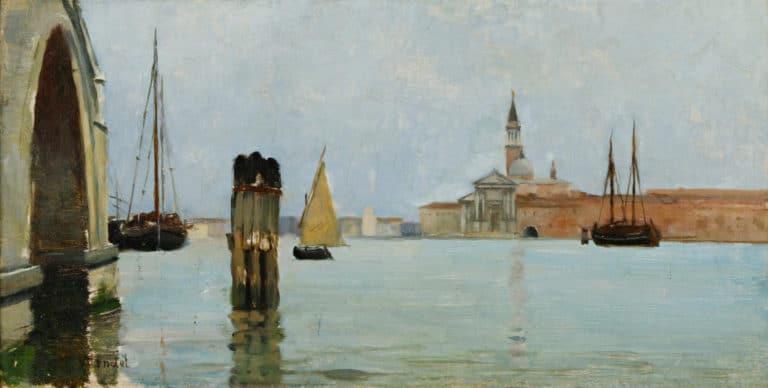 San Giorgio Maggiore et le campanile vus depuis la lagune, Theodore Wendel (1899)