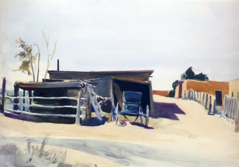 Maisons en adobe et hangar, Nouveau-Mexique, Edward Hopper (1921)