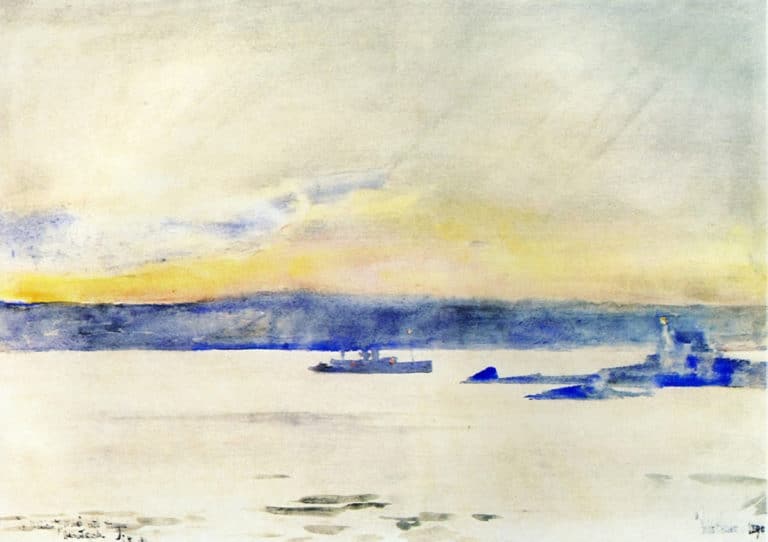 Crépuscule, port de Gloucester, Childe Hassam