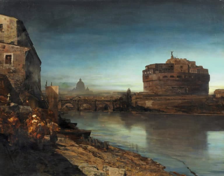Atmosphère du soir sur le Tibre à Rome, Oswald Achenbach (1888)