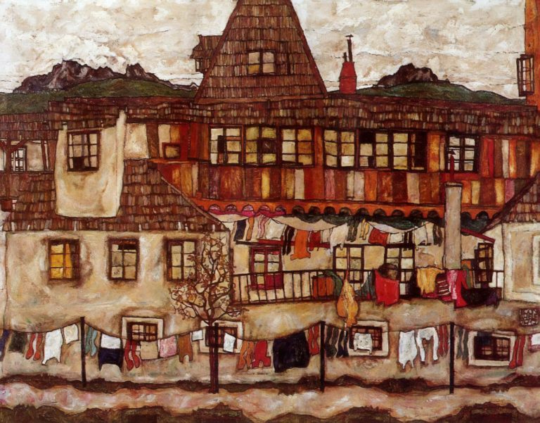 Maison avec du linge qui sèche, Egon Schiele (1917)