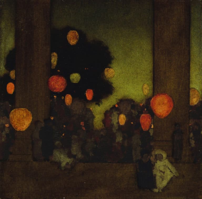 Lanternes au crépuscule, Maxfield Parrish (1926)