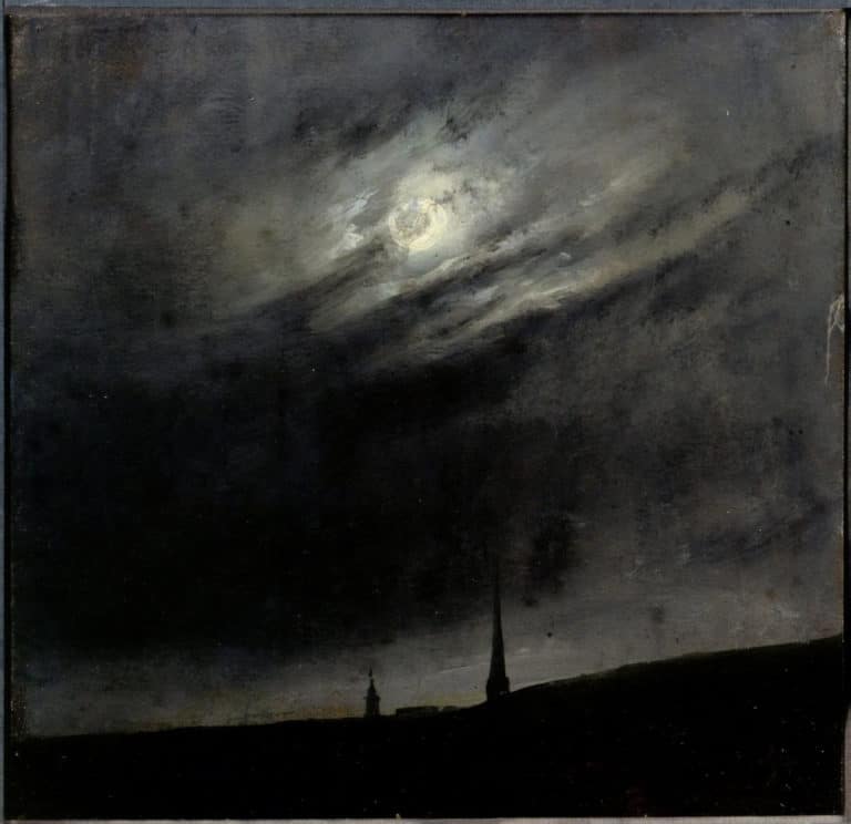 Nuit de clair de lune sur Dresde, Johan Christian Dahl (1827)