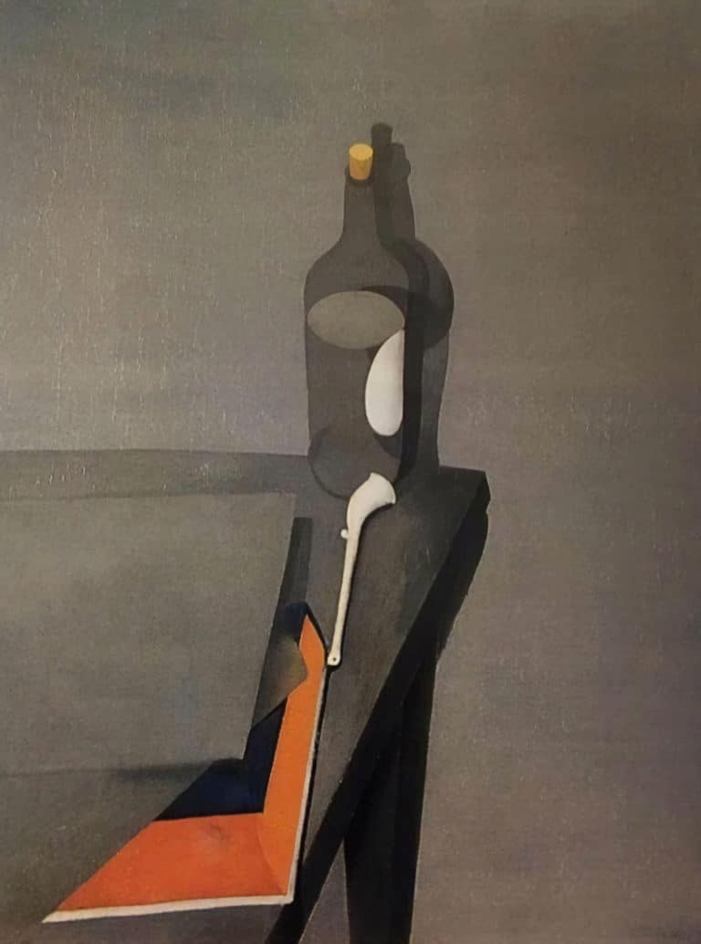 Bouteille, pipe et livres, Amédée Ozenfant (1918)