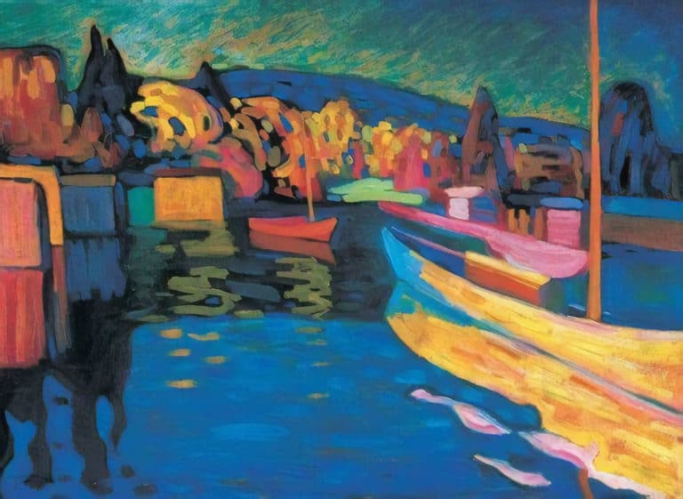 Paysage d’automne avec barques, Vassily Kandinsky (1908)