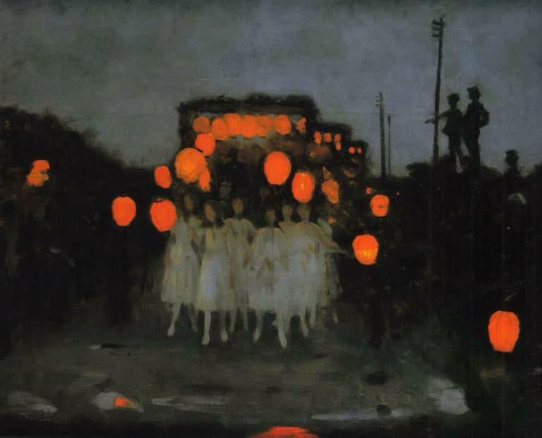 La procession des lanternes, Thomas Cooper Gotch (1918)