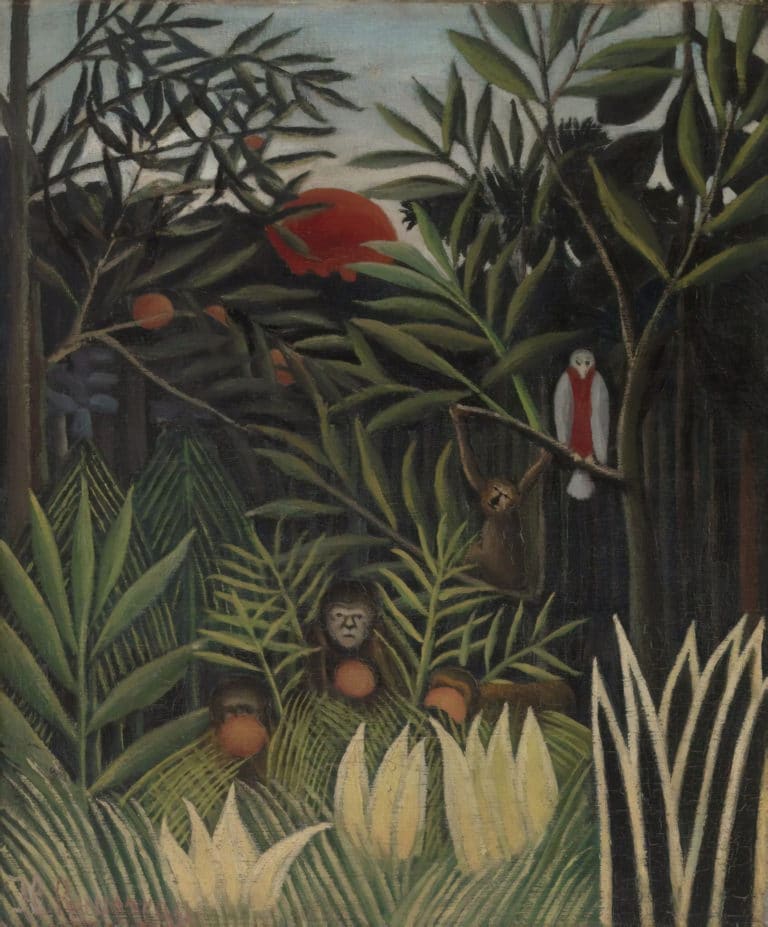 Singes et perroquet dans la forêt vierge, Henri Rousseau (1905)