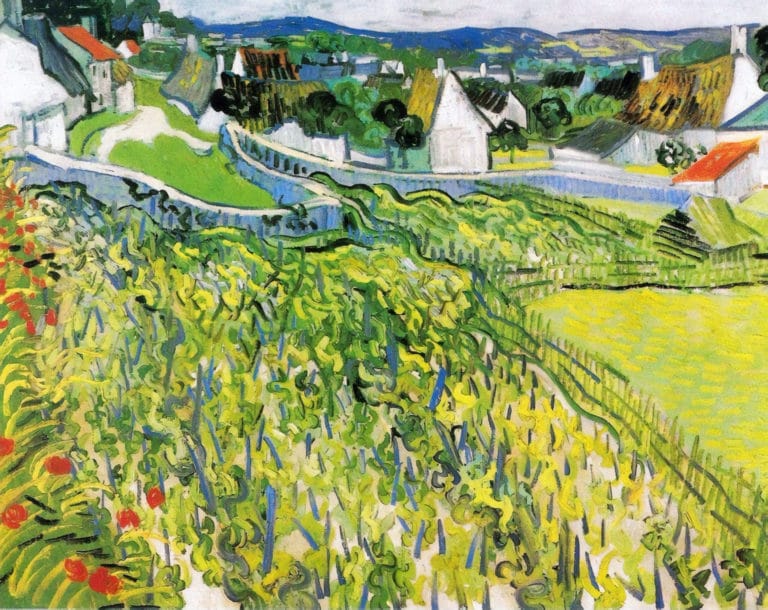 Vignes dominant Auvers, Vincent van Gogh (1890)