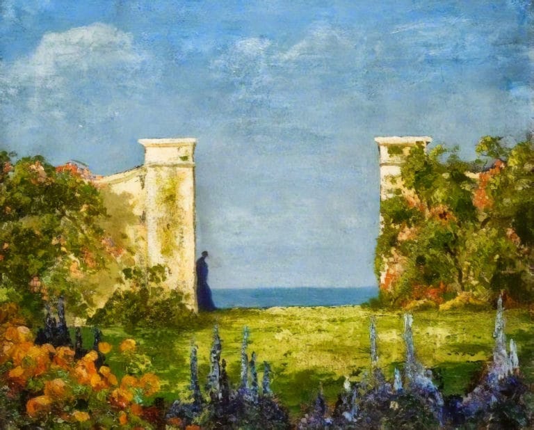 Jardin surplombant la mer, Thomas Edwin Mostyn (1899)