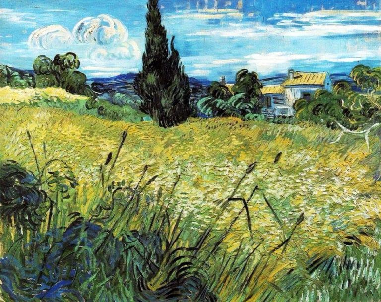 Le champ de blé vert avec cyprès, Vincent van Gogh (1889)