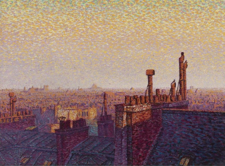 Les toits de Paris, coucher de soleil, Gustave Cariot (1899)