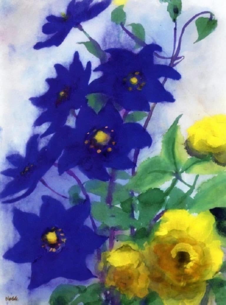 Fleurs bleues et jaunes, Emil Nolde (1931)