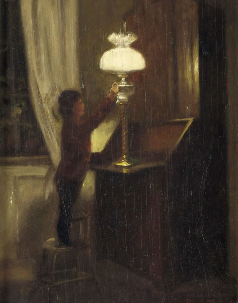 Garçon allumant une lampe, Peter Ilsted (1901)