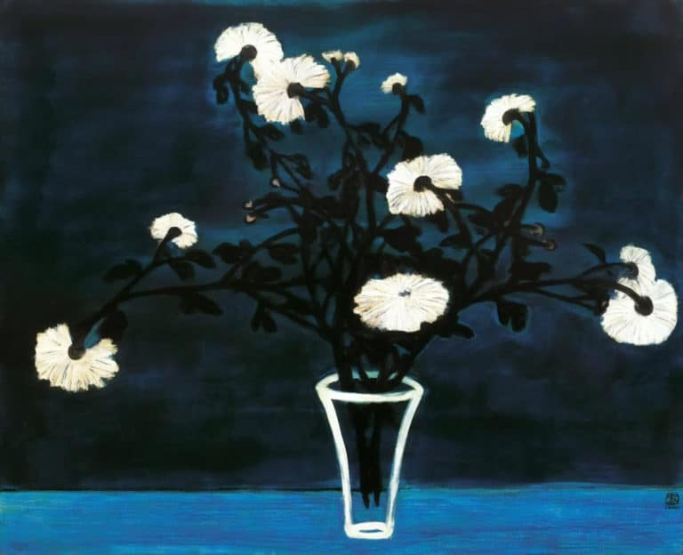 Chrysanthèmes dans un vase de verre, Sanyu (1950)