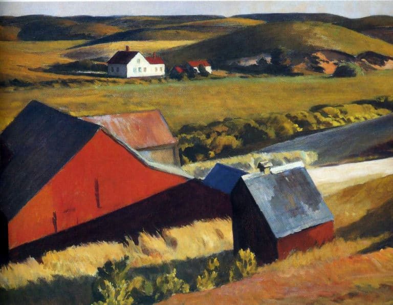 Granges des Cobb et maisons au loin, Edward Hopper (1930)