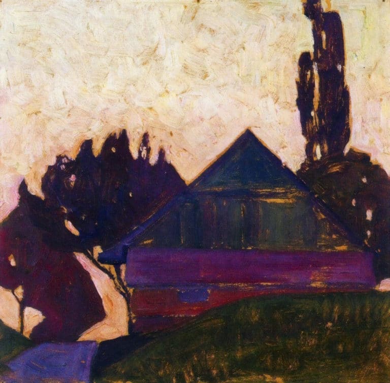 Maison à travers les arbres, Egon Schiele (1908)