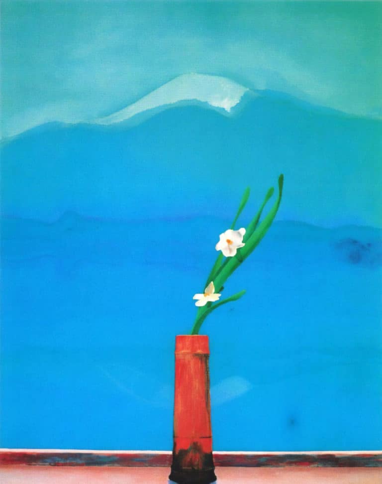 Le mont Fuji et des fleurs, David Hockney (1972)