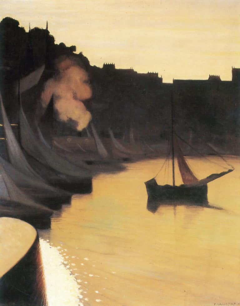 Coin de port le soir, Honfleur, Félix Vallotton (1914)
