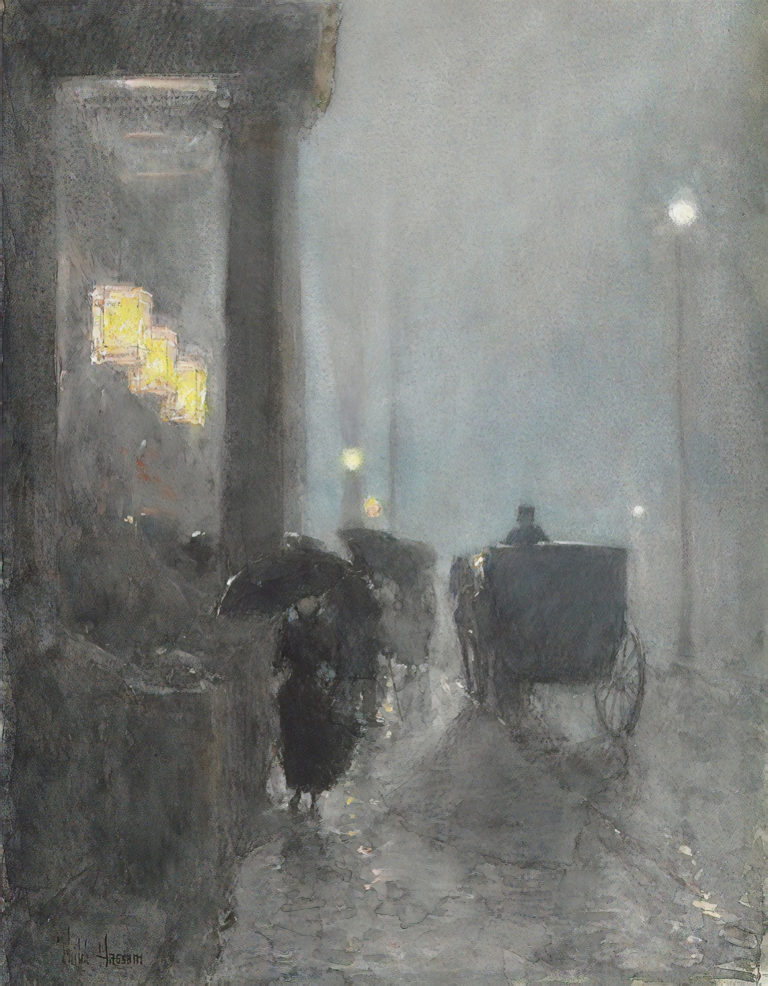 Cinquième Avenue, le soir, Childe Hassam (1893)