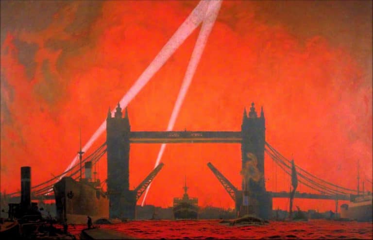 Le Pool de Londres pendant les raids aériens sur les docks, Charles Pears (1940)