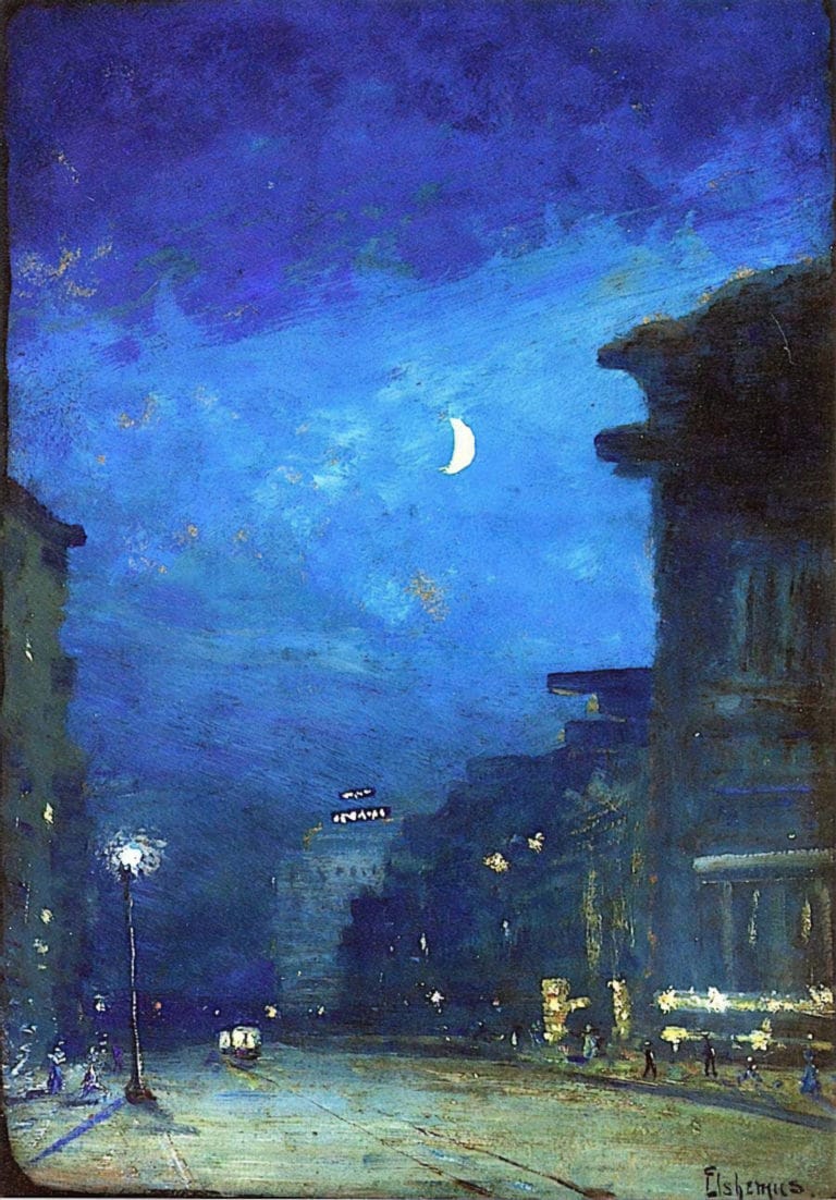 Rue de la ville au clair de lune, Louis Eilshemius (1929)