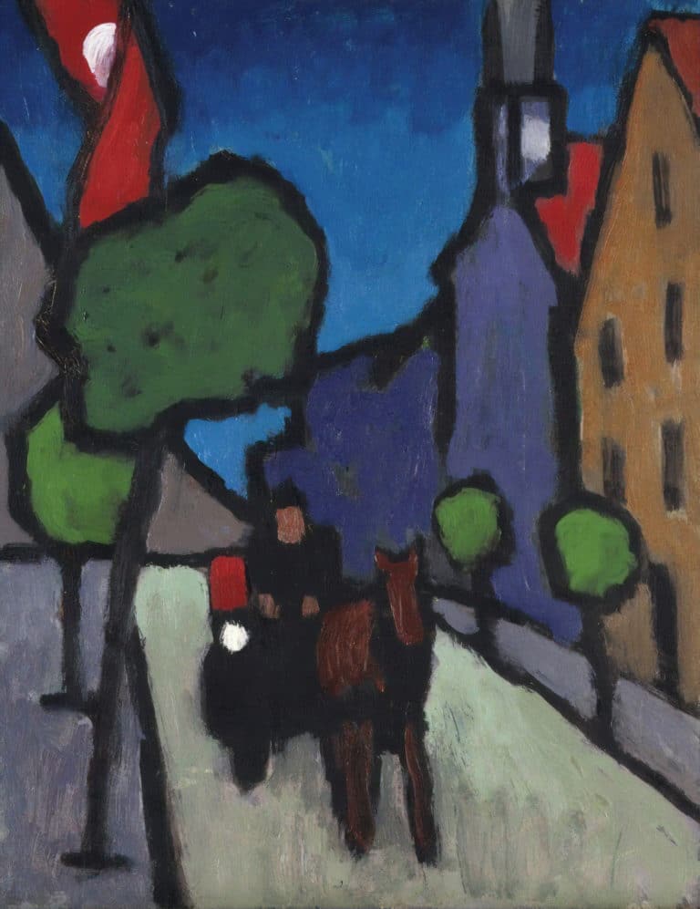 La grand-rue de Murnau avec voiture à cheval, Gabriele Münter (1934)